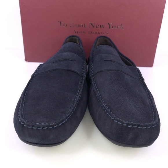 To Boot New York Adam Derrick Men’s Ocean Drive Suede Navy Blue Loafers - Picture 4 of 9